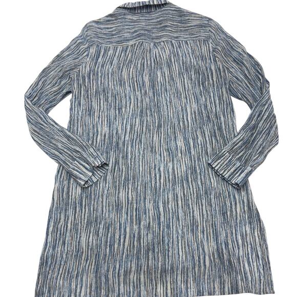 Nanette Lepore Top Womens Medium Blue Striped Collared Tunic Blouse Coastal - Picture 2 of 7